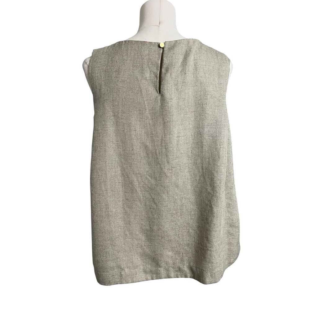 Martinique Beige Sleeveless Blouse Boat Neck Woven Basic Loose Casual Cruise - Picture 5 of 7